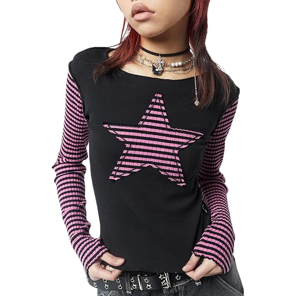 トップス 00s black star pattern long T-shirts y2k 00s black star pattern long T-shirts y2k